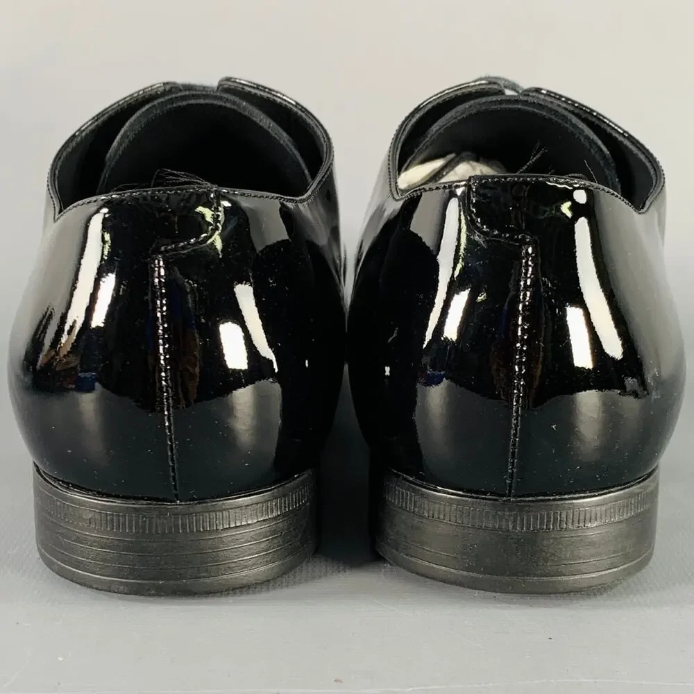 GIORGIO ARMANI Size 6 Black Patent Leather Derby Lace-Up Shoes